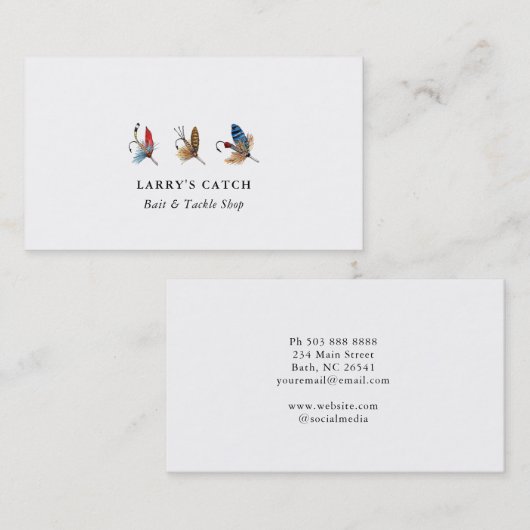  Waterverf Vissen haken Gevist Visitekaartje (Voorkant / Achterkant)