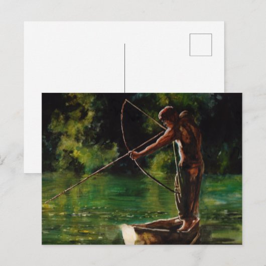 waterverf visser briefkaart (Voorkant / Achterkant)