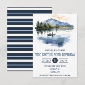 Waterverf Vist, Bergen, Meer Verjaardagsfeest Kaart (Voorkant / Achterkant)