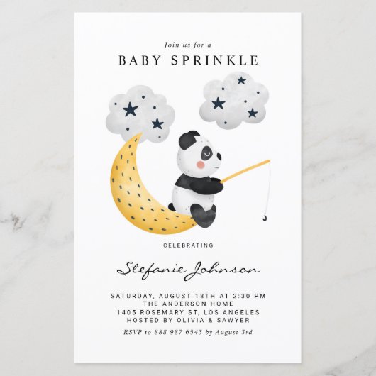 Waterverf Vist Panda Baby Sprinkle Invite (Voorkant)