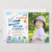 Waterverf Vist strandfoto van Birthday Beach Party Kaart (Voorkant)