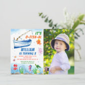 Waterverf Vist strandfoto van Birthday Beach Party Kaart (Staand voorkant)