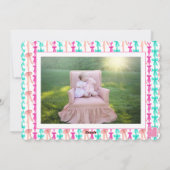 Waterverf Vivid Pink Bow Coquette Kerstfoto Feestdagenkaart (Achterkant)