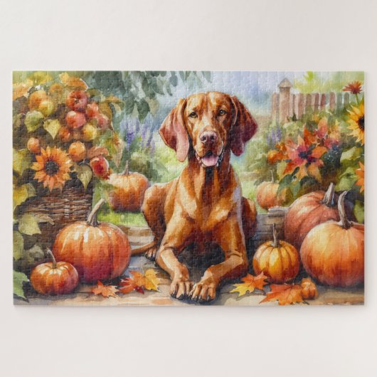 Waterverf Vizsla in het najaar Legpuzzel (Horizontaal)