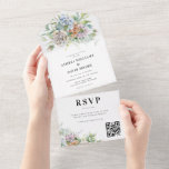 Waterverf Vlaanderen Floral Romantic QR Code Wedde All In One Uitnodiging<br><div class="desc">Verrassend uw vrienden en familie met deze moderne,  trendy allemaal in één trouwuitnodiging,  met uw aangepaste tekst. Voeg je eigen gegevens eenvoudig toe door op de optie 'personaliseren' te klikken.</div>
