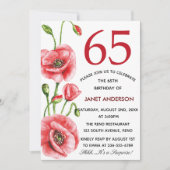 Waterverf Vlaanderen papaver 65e verjaardag Kaart (Voorkant)