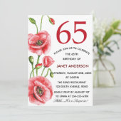 Waterverf Vlaanderen papaver 65e verjaardag Kaart (Staand voorkant)