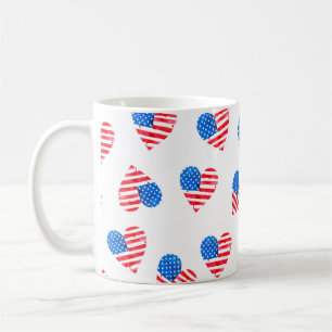 Waterverf vlag van Amerika in de vorm van harten Koffiemok
