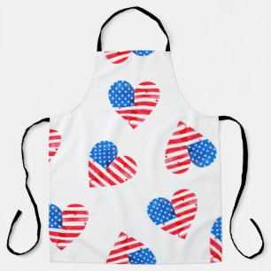 Waterverf vlag van Amerika in de vorm van harten Schort