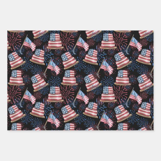 Waterverf vlag van de VS Inpakpapier Vel (Voorkant)