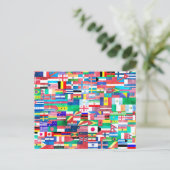 Waterverf vlaggen van de wereld briefkaart (Staand voorkant)
