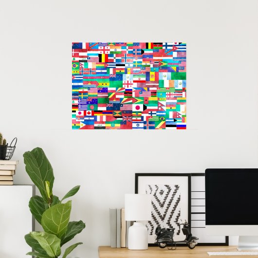 Waterverf vlaggen van de wereld poster (Thuiskantoor)