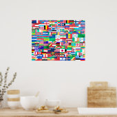 Waterverf vlaggen van de wereld poster (Keuken)