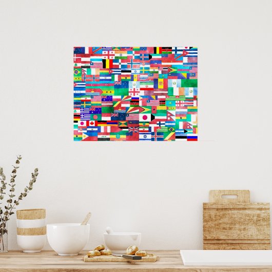 Waterverf vlaggen van de wereld poster (Keuken)
