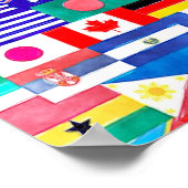 Waterverf vlaggen van de wereld poster (Hoek)