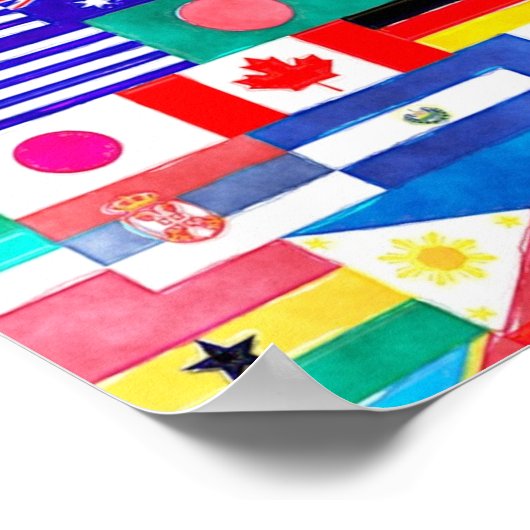 Waterverf vlaggen van de wereld poster (Hoek)