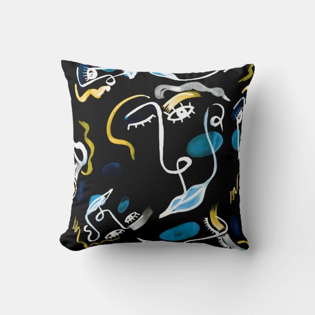 Waterverf vlakken en geometrische vormen abstract  kussen (Voorkant)