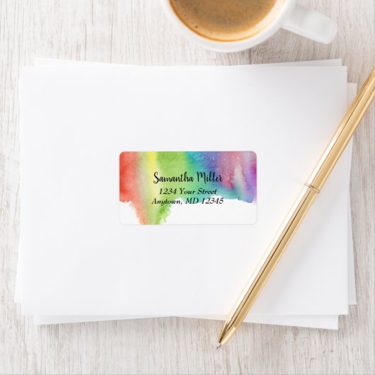 Waterverf Vlek | Abstract adreslabel Etiket (Insitu)