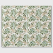 Waterverf Vlekgroen Eucalyptus Goud Glitter Cadeaupapier (Vlak)