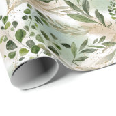 Waterverf Vlekgroen Eucalyptus Goud Glitter Cadeaupapier (Rol Hoek)