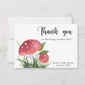 Waterverf vlieg agarisch - dank u baby shower bedankkaart (Voorkant)