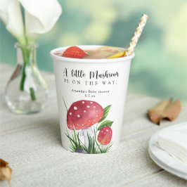 Waterverf vliegenzwam is onderweg! baby shower papieren bekers