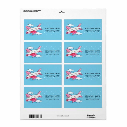 Waterverf Vliegreizen Etiket (Full Sheet)