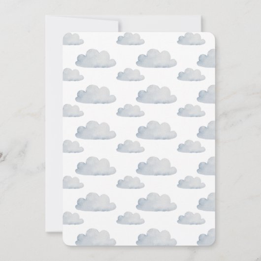 Waterverf vliegtuig 1e verjaardag uitnodiging (Achterkant)