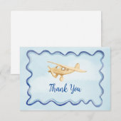 Waterverf Vliegtuig Baby Dank u kaarten (Voorkant / Achterkant)