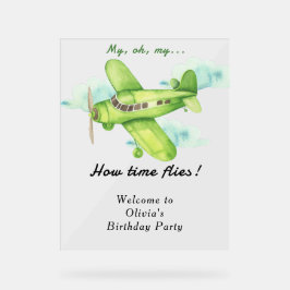 Waterverf Vliegtuig Kinderen Verjaardag Acryl Bord