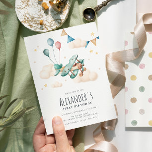 Waterverf Vliegtuig Verjaardagsfeestje Kaart