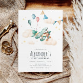  Waterverf Vliegtuig Verjaardagsfeestje Kaart