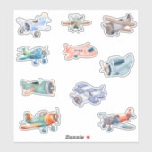 Waterverf  vliegtuigen sticker (Vel)