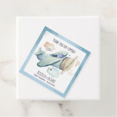 Waterverf Vliegtuigpartij in blauw Bedankjes Labels (In situ)