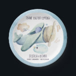 Waterverf Vliegtuigpartij in blauw Papieren Bordje<br><div class="desc">Waterverf Vliegtuigpartij in Blauw - Let op! Dit is je piloot die spreekt. Laten we je door het storm leiden met dit fantastische vliegtuigontwerp. Op en af is er een extravaganza op weg. Een eenvoudig maar elegant ontwerp, dit papieren bord zal je viering zeker naar een nieuw hoogtepunt brengen. Het...</div>