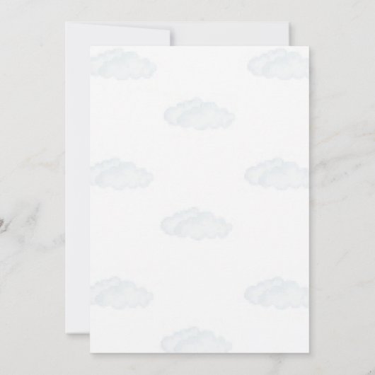 Waterverf vliegtuigwolken jongen 1e verjaardag kaart (Achterkant)