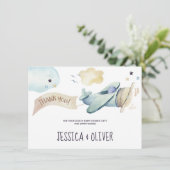 Waterverf vliegveld Partij in Blauw Hartelijk dank Kaart (Staand voorkant)