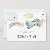 Waterverf vliegveld Partij in Blauw Hartelijk dank Kaart (Voorkant)