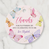 Waterverf vlinder 1e verjaardag bedankjes labels (Voorkant)