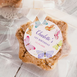 Waterverf vlinder 1e verjaardag ronde sticker