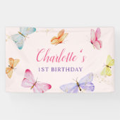 Waterverf vlinder 1e verjaardag spandoek (Horizontaal)