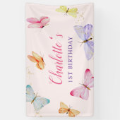 Waterverf vlinder 1e verjaardag spandoek (Verticaal)