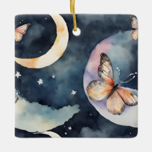 waterverf vlinder aan de nachtelijke hemel keramisch ornament