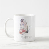 Waterverf vlinder aangepaste naam koffiemok (Links)