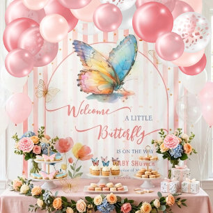 Waterverf vlinder baby shower achtergrond met stre wandkleed