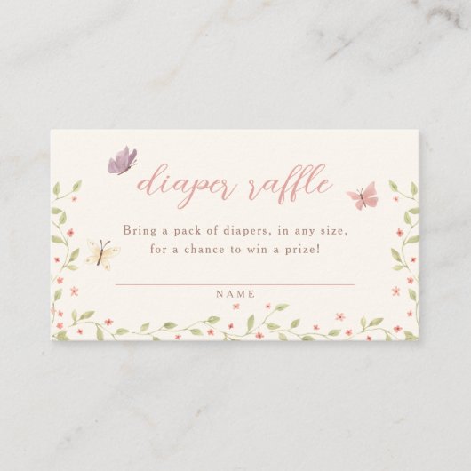 Waterverf Vlinder Baby shower Luier Raffle Informatiekaartje (Voorkant)