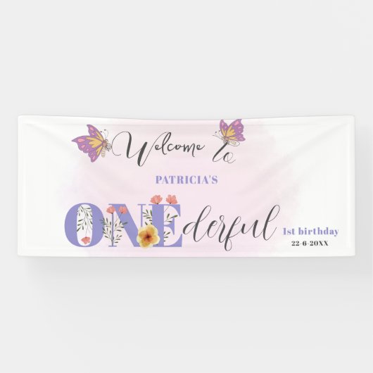Waterverf Vlinder & Bijen Baby shower Welkom Spandoek (Horizontaal)