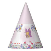 Waterverf Vlinder & Bijen Paarse Wildbloem Feesthoedjes (Links)