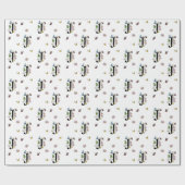 Waterverf Vlinder Bloem Monogram Letter J Cadeaupapier (Vlak)