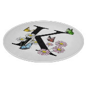 Waterverf Vlinder Bloem Monogram Letter K Snijplank (Hoek)